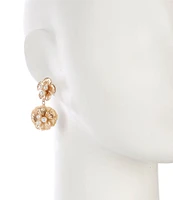 Southern Living Pearl Cluster Cream Raffia Flower Drop Earrings