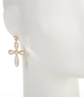 Southern Living Pearl Metal Cross Drop Earrings