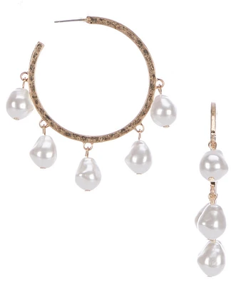 Southern Living Pearl Shaky Hoop Earrings