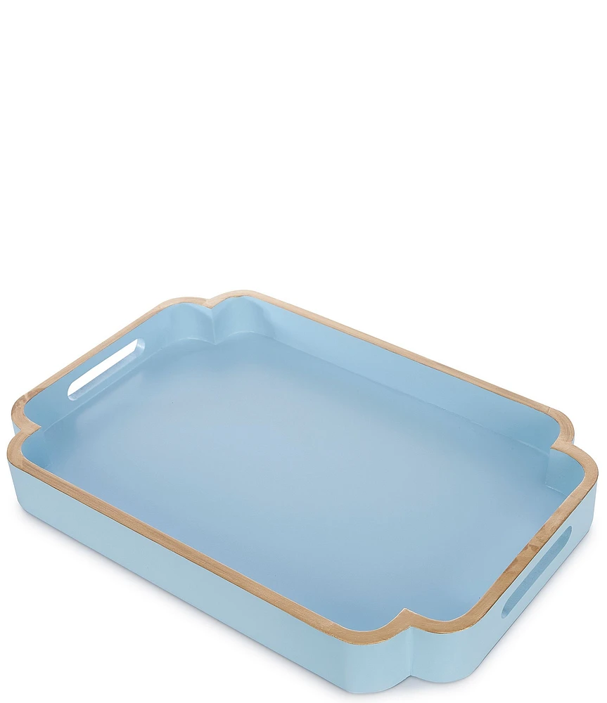 Southern Living Quatrefoil Corner Rectangular Decorative Wood Tray