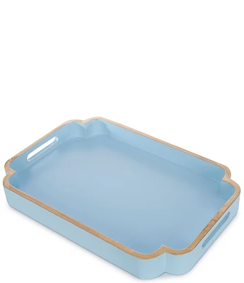 Southern Living Quatrefoil Corner Rectangular Decorative Wood Tray