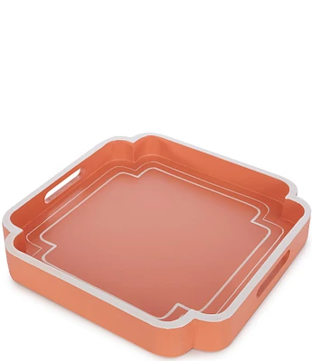 Southern Living Quatrefoil Corner Square Decorative Wood Tray
