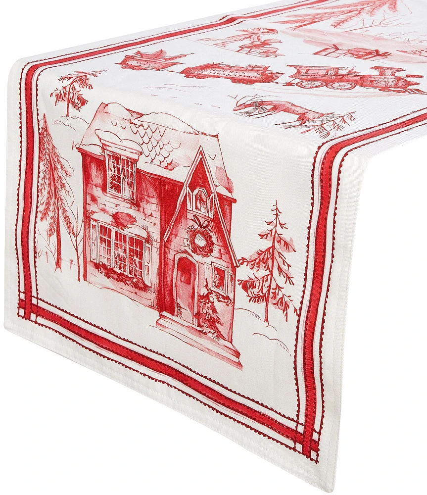 Southern Living Red Christmas Toile Collection Runner, 72#double;