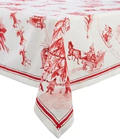 Southern Living Red Christmas Toile Collection Tablecloth