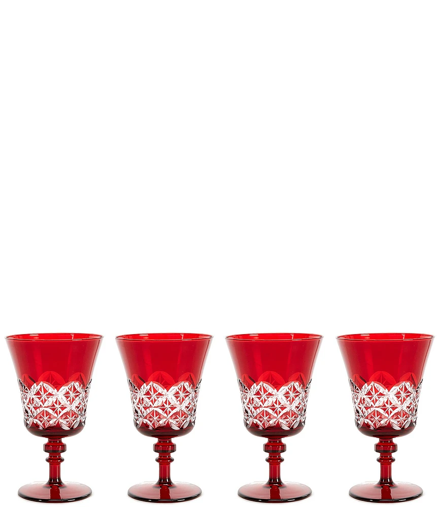 Southern Living Red Etched Goblets, Set of 4