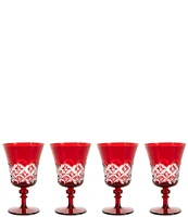 Southern Living Red Etched Goblets, Set of 4