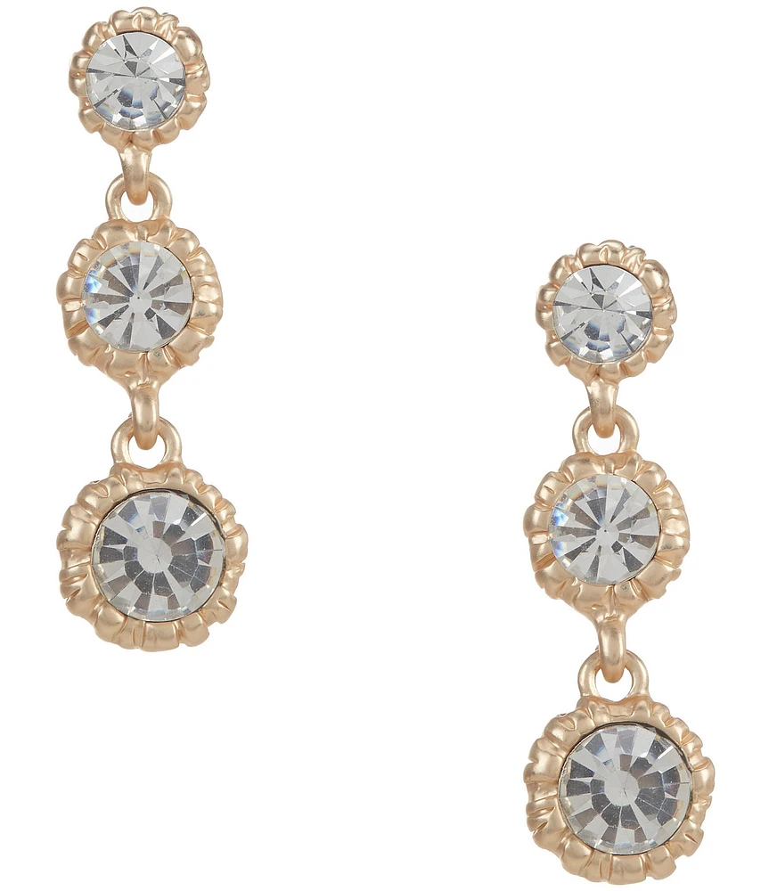 Southern Living Round Graduated Crystal Stone Linear Earrings