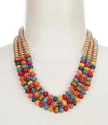 Southern Living Semi Precious Beaded Short Multi-Strand Necklace