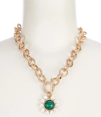 Southern Living Semi Precious Stone and Pearl Short Pendant Necklace