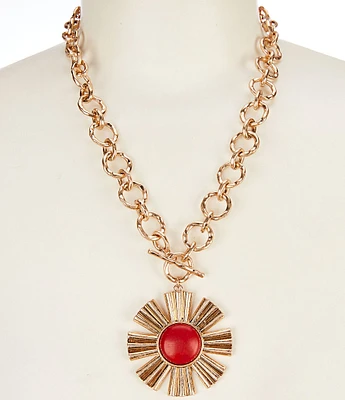 Southern Living Semi Precious Stone Burst Chain Short Pendant Necklace