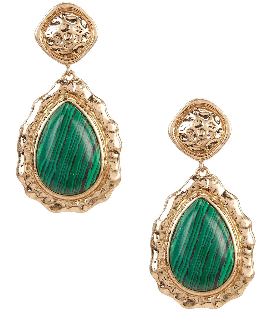 Southern Living Semi Precious Stone with Coin Drop Statement Earrings