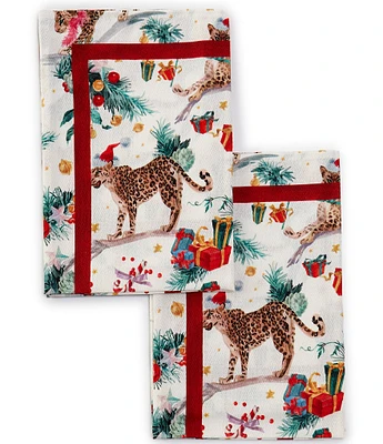 Southern Living Set of 2 Christmas Status Cat Kitchen Towels