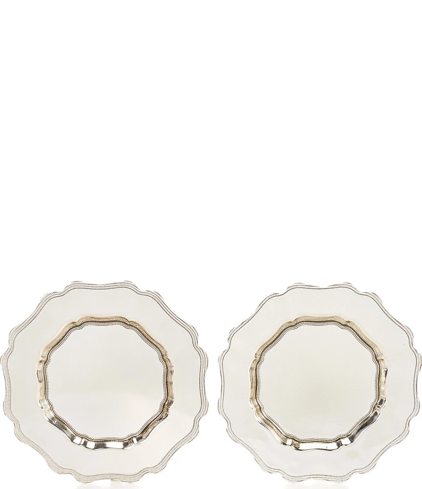 Southern Living Silver Retro Charger Plates, Set of 2