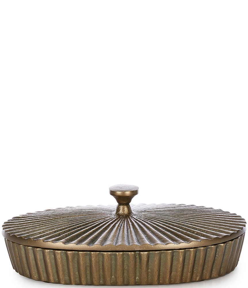 Southern Living Simplicity Collection Antique Finish Fluted Trinket Dish with Lid