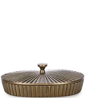 Southern Living Simplicity Collection Antique Finish Fluted Trinket Dish with Lid