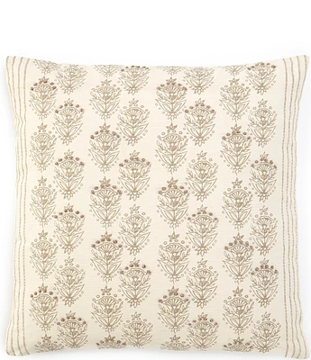 Southern Living Simplicity Collection Block Print Floral & Stripe Square Pillow