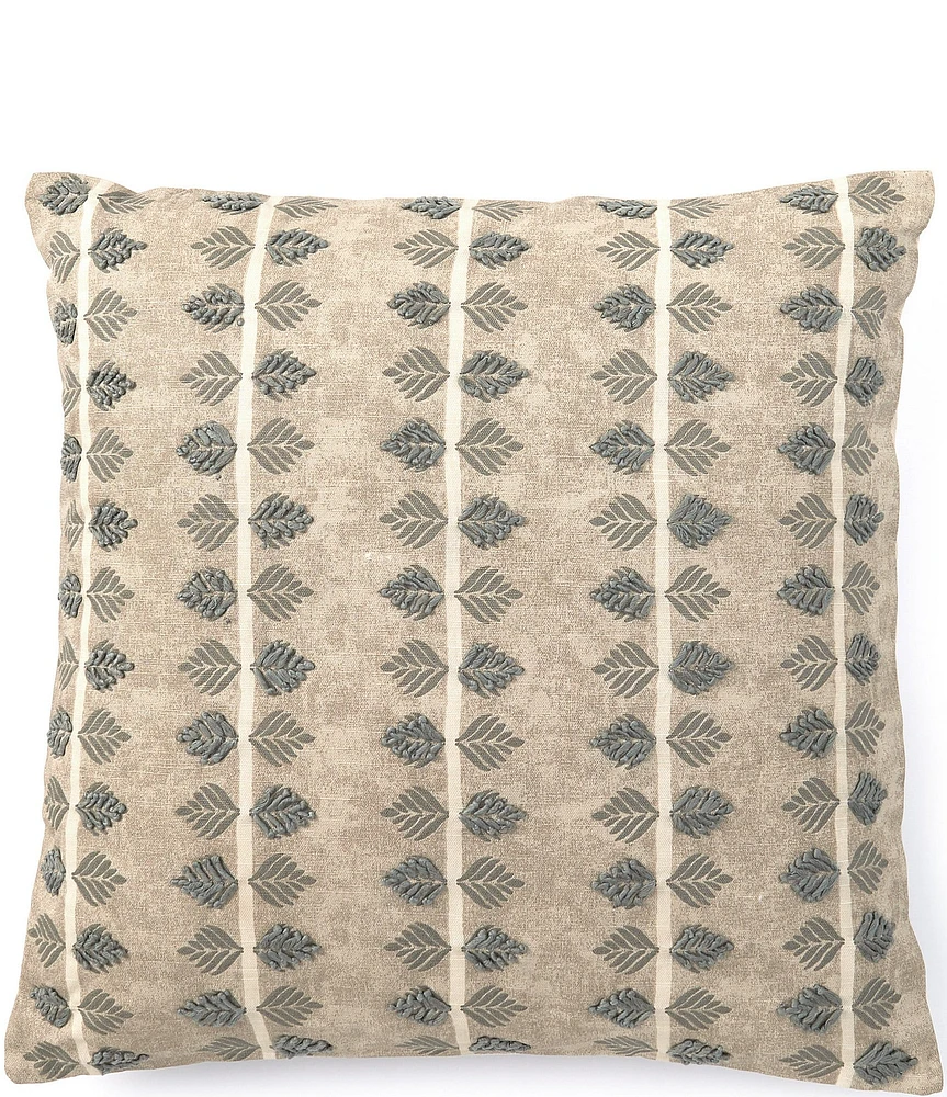 Southern Living Simplicity Collection Block Print Leaf Stripe Square Pillow