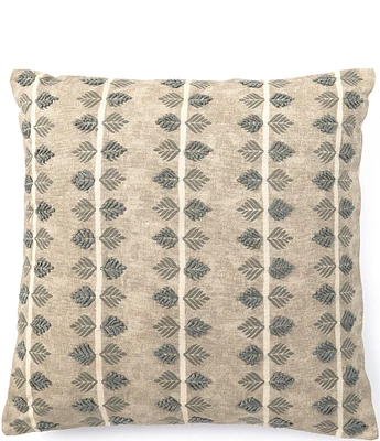 Southern Living Simplicity Collection Block Print Leaf Stripe Square Pillow