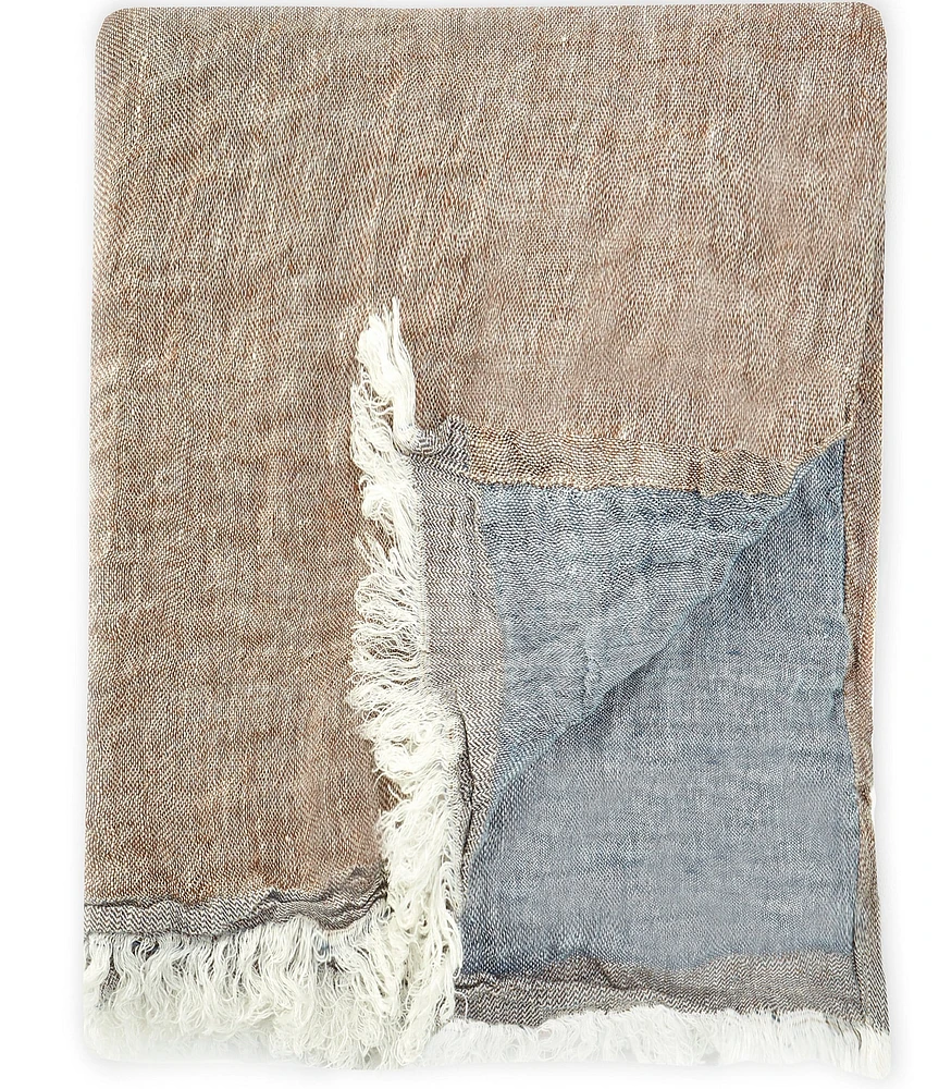 Southern Living Simplicity Collection Elston Yarn Dyed Fringed Linen Throw