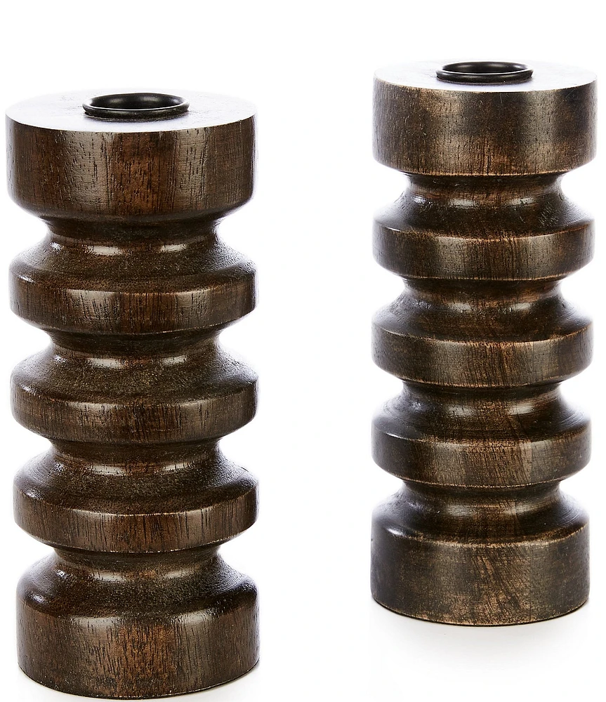Southern Living Simplicity Collection Mango Wood Candle Holder, Set of 2
