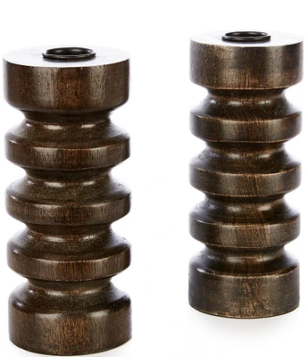 Southern Living Simplicity Collection Mango Wood Candle Holder, Set of 2