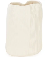 Southern Living Simplicity Collection Matte Cream Concave Organic Shape Fluted Vase