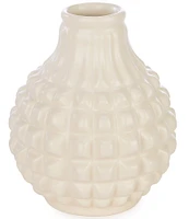 Southern Living Simplicity Collection Matte Cream Faceted Teardrop-Shape Bud Vase