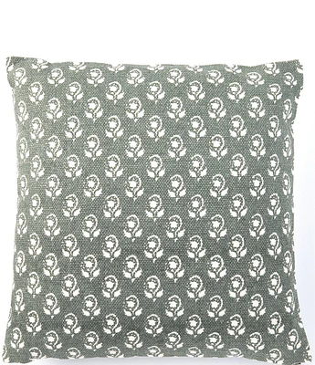 Southern Living Simplicity Collection Textured Floral Block Print Square Pillow