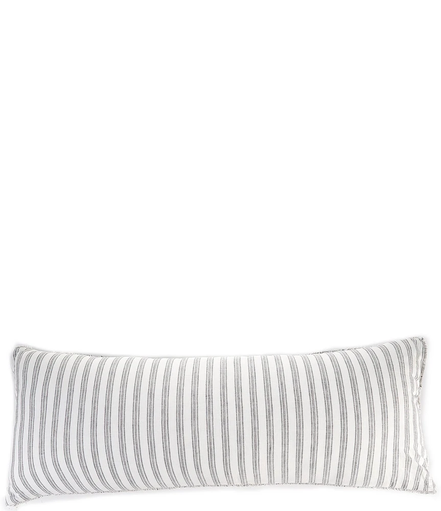 Southern Living Simplicity Duo Cotton & Linen Solid & Striped Fringed Reversible Pillow