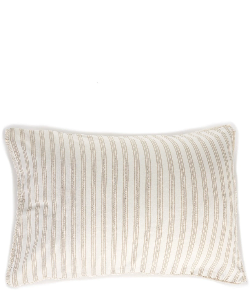 Southern Living Simplicity Duo Cotton & Linen Solid & Striped Fringed Reversible Sham