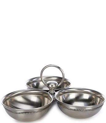 Southern Living Stainless Steel Beaded 3 Bowl Server