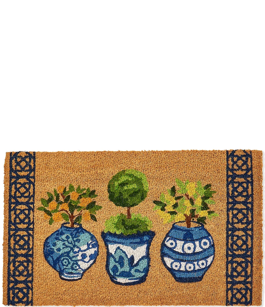 Southern Living Summer Shop Topiary Vinyl Backed Coir Doormat