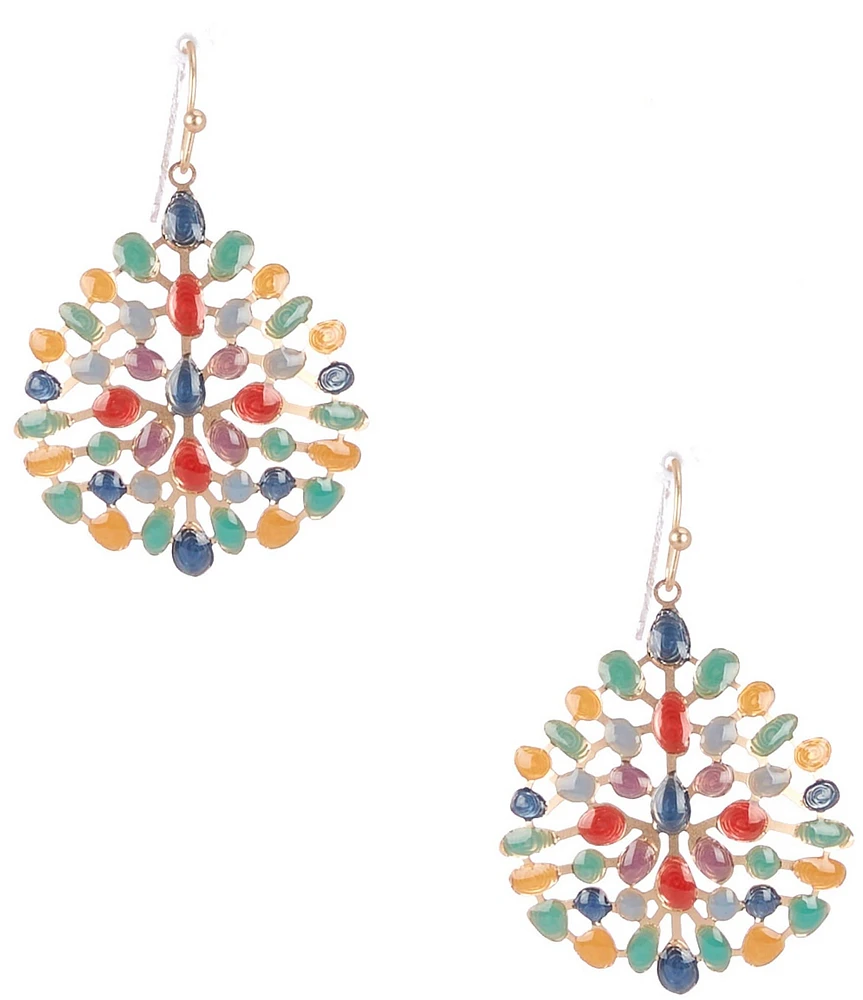 Southern Living Swirl Textured Multi Epoxy Resort Metal Drop Earrings