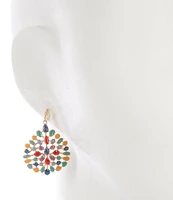 Southern Living Swirl Textured Multi Epoxy Resort Metal Drop Earrings