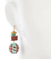 Southern Living Thread Wrapped Ball Wood Bead Resort Drop Earrings