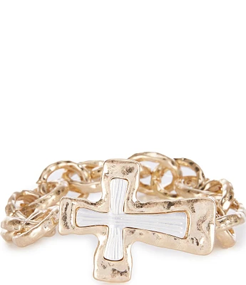 Southern Living Two Tone Cross Link Stretch Bracelet