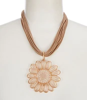 Southern Living Vachetta Cord Flower Short Pendant Necklace