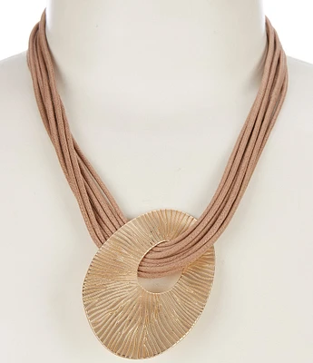 Southern Living Vachetta Cord Line Textured Organic Metal Short Pendant Necklace