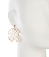 Southern Living White Raffia Wrapped Flower Round Orbital Drop Earrings