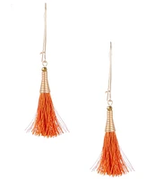 Southern Living Wire Wrapped Cap Orange Thread Resort Tassel Drop Earrings