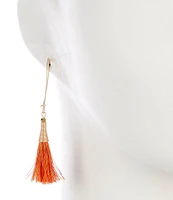 Southern Living Wire Wrapped Cap Orange Thread Resort Tassel Drop Earrings