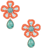 Southern Living Wrapped Flower with Semi Precious Stone Resort Drop Earrings
