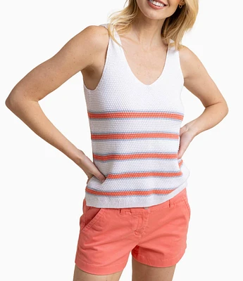 Southern Tide Alli Striped Knit V-Neck Tank