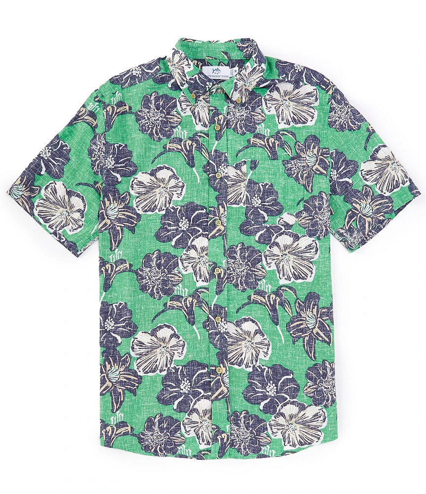 Southern Tide Beach Blooms Short Sleeve Woven Shirt