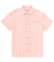 Southern Tide Beachcast Solid Knit Short Sleeve Woven Shirt