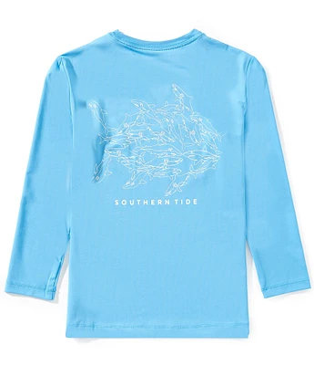 Southern Tide Big Boys 8-20 Uh Oh Sharks Performance Long Sleeve T-Shirt