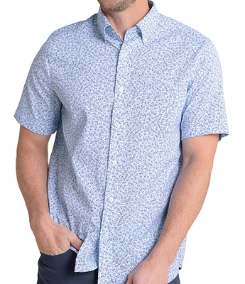 Southern Tide Brrr° Intercoastal Performance Stretch Iguana Glee Short Sleeve Woven Shirt