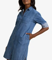 Southern Tide Cam Denim Button Front Shirt Dress