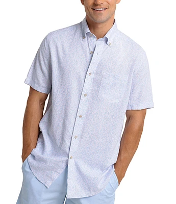 Southern Tide Coral Life Short Sleeve Woven Shirt