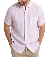 Southern Tide Crepe Myrtle Stripe Linen Short Sleeve Woven Shirt